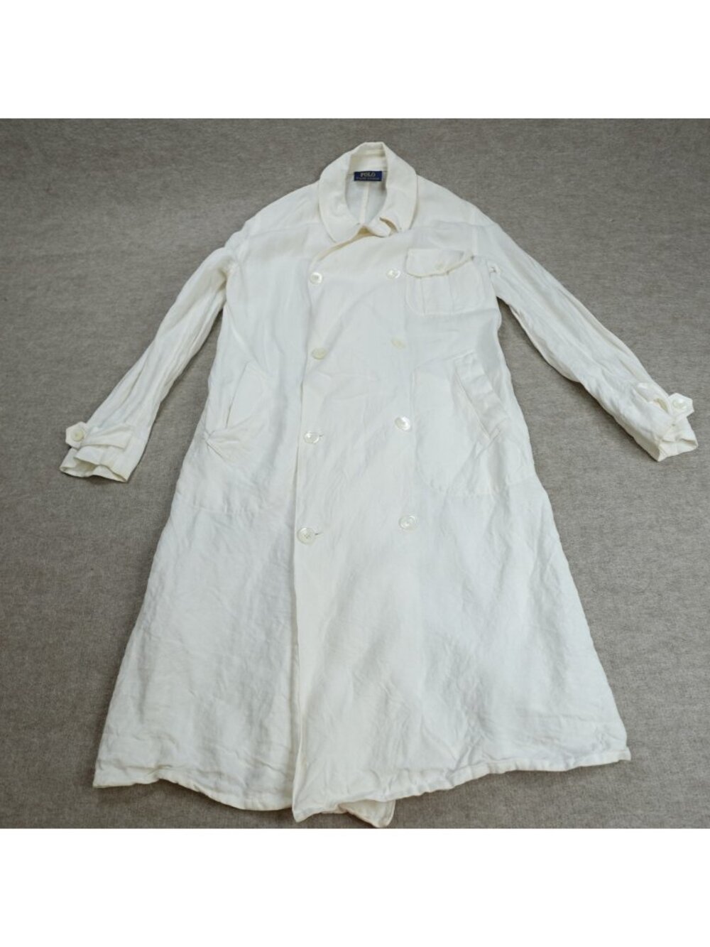 Polo Ralph Lauren Womens Jacket Small White 100% Linen Trench Coat
